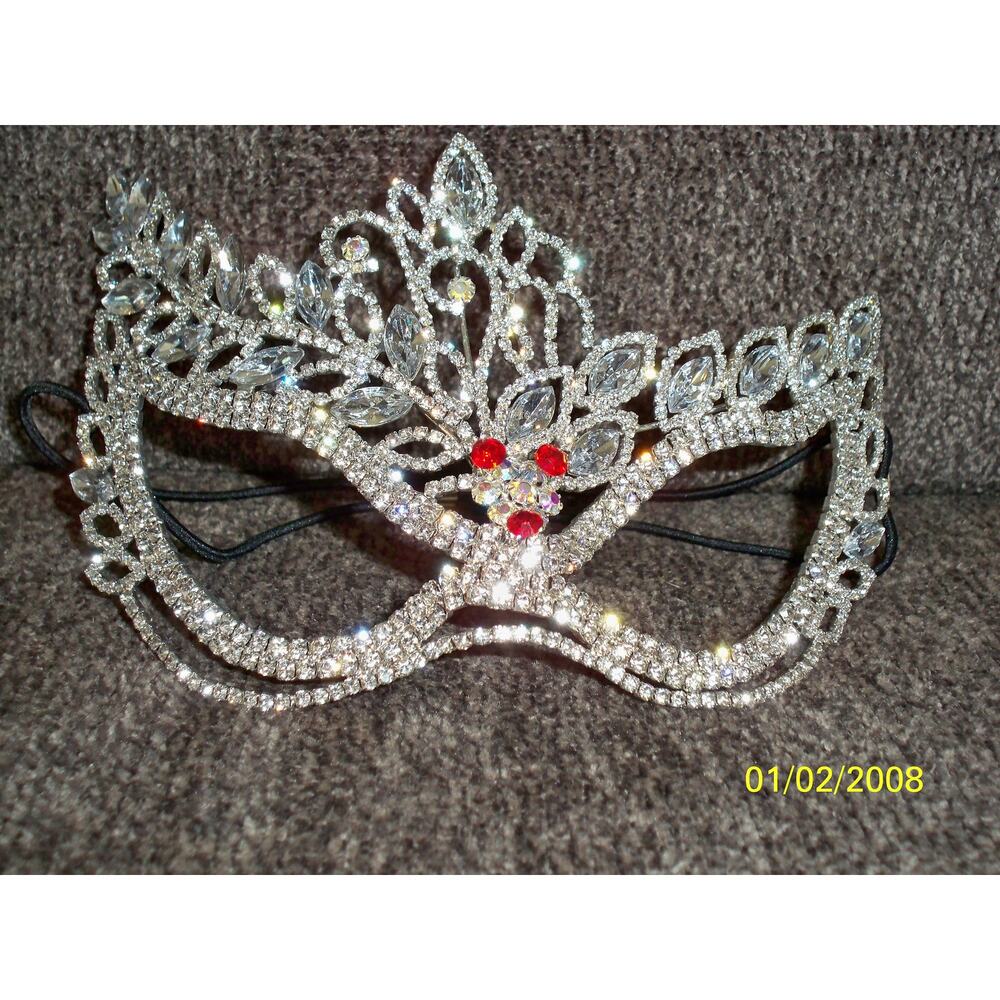 rhinestone mask, silver bridal halloween masquerade costume party ball mask